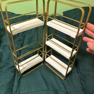 Gold and White Metal Storage Rack
